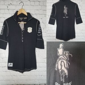 Goode Rider Equestrian Top "Gone Riding" Medium Womens Black